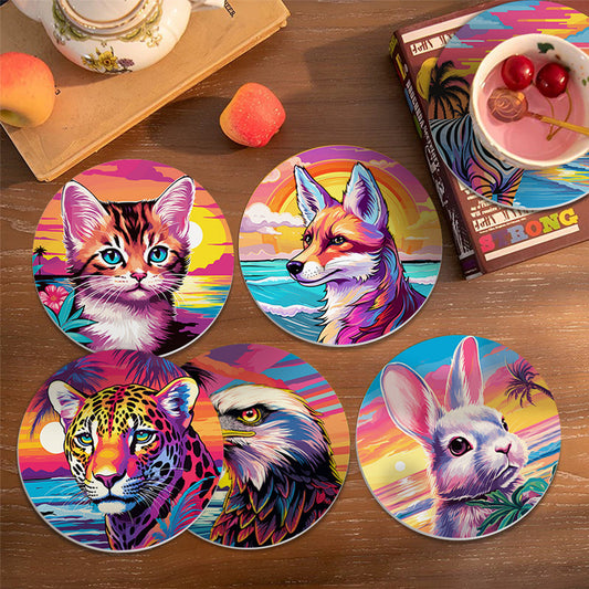 Animal Print Paint By Numbers Coaster Set (6 Pack)