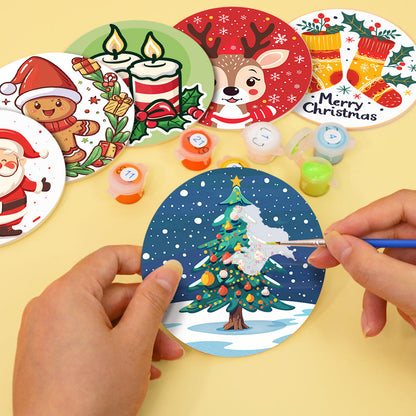 Christmas  Print Paint By Numbers Coaster Set (6 Pack)