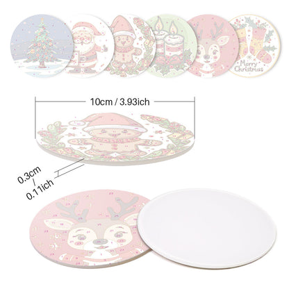 Christmas  Print Paint By Numbers Coaster Set (6 Pack)