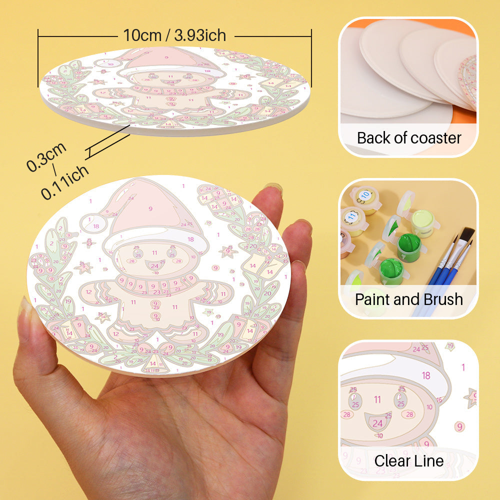 Christmas  Print Paint By Numbers Coaster Set (6 Pack)