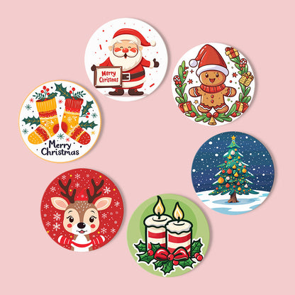Christmas  Print Paint By Numbers Coaster Set (6 Pack)