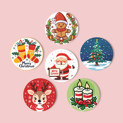 Christmas  Print Paint By Numbers Coaster Set (6 Pack)