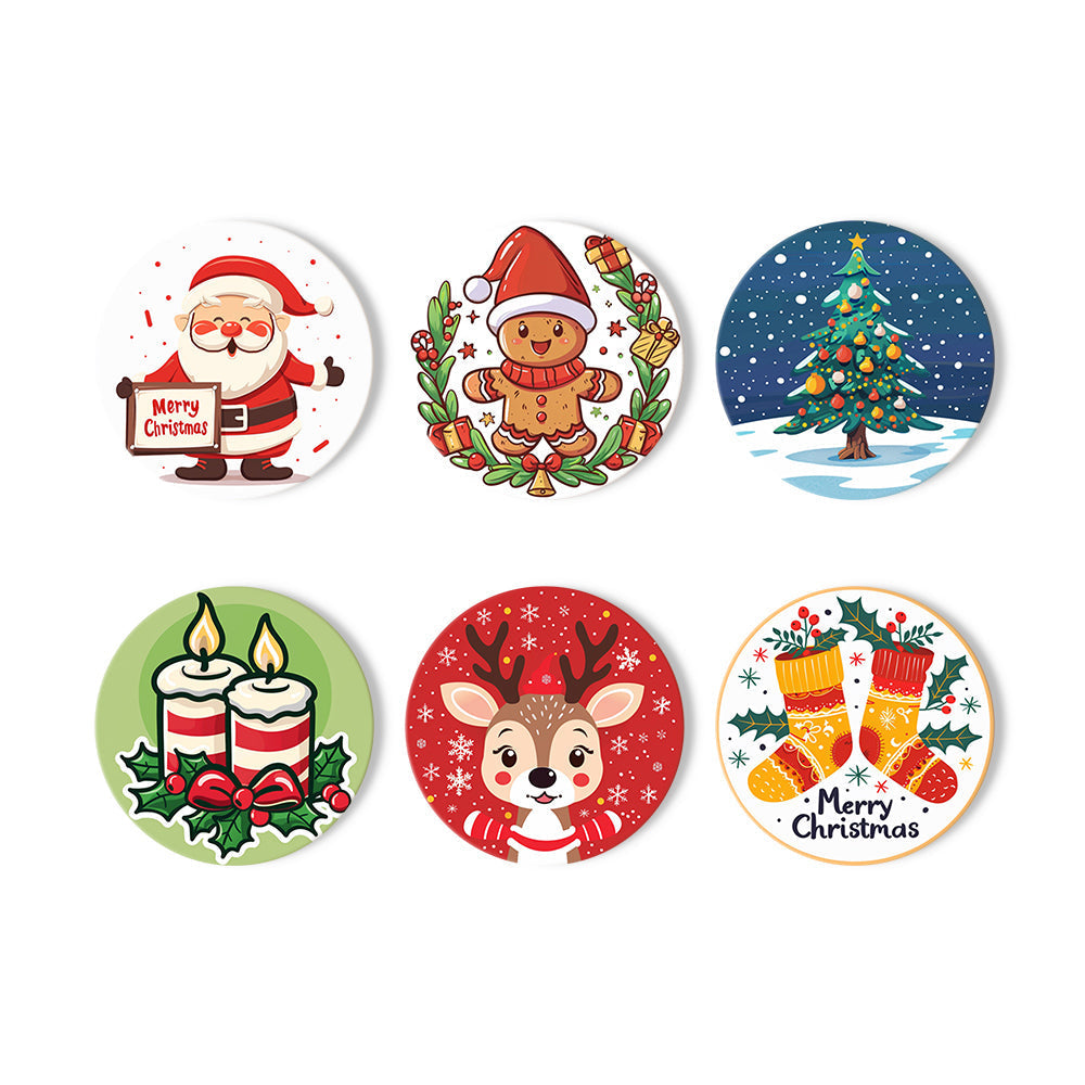 Christmas  Print Paint By Numbers Coaster Set (6 Pack)