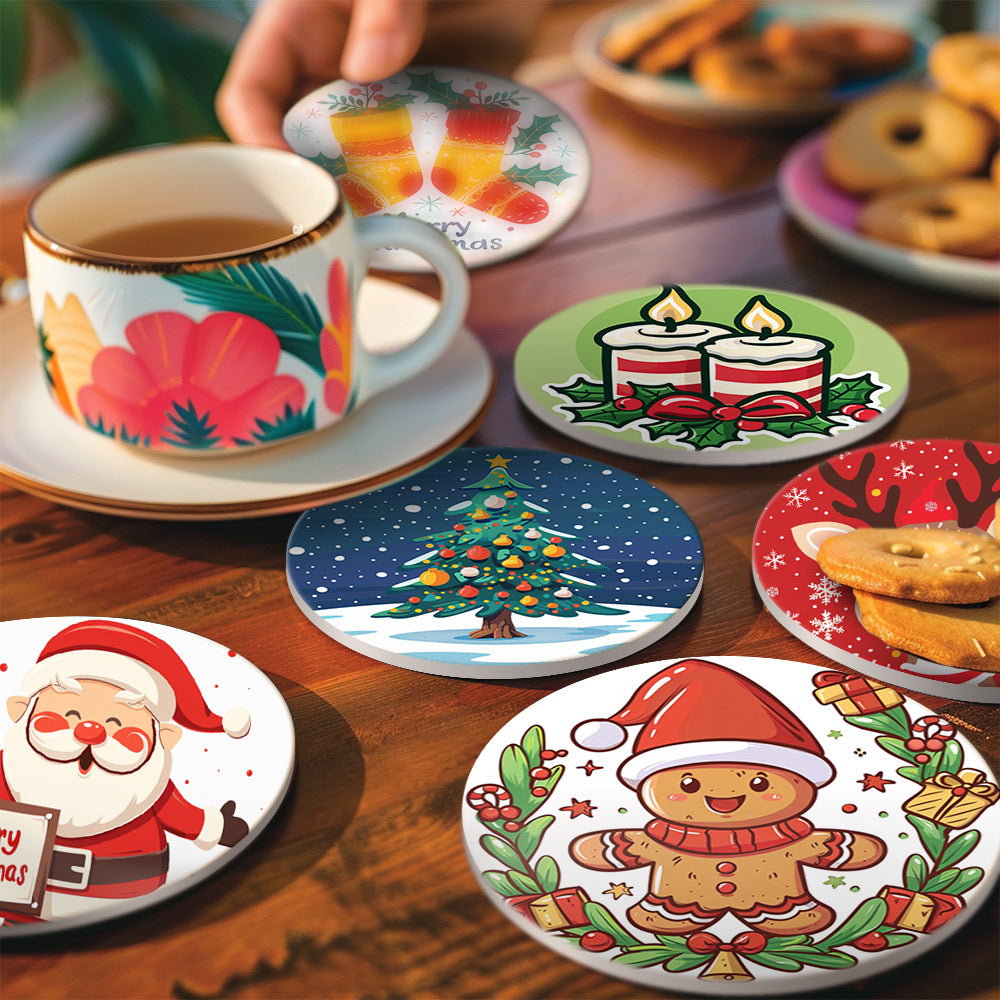 Christmas  Print Paint By Numbers Coaster Set (6 Pack)