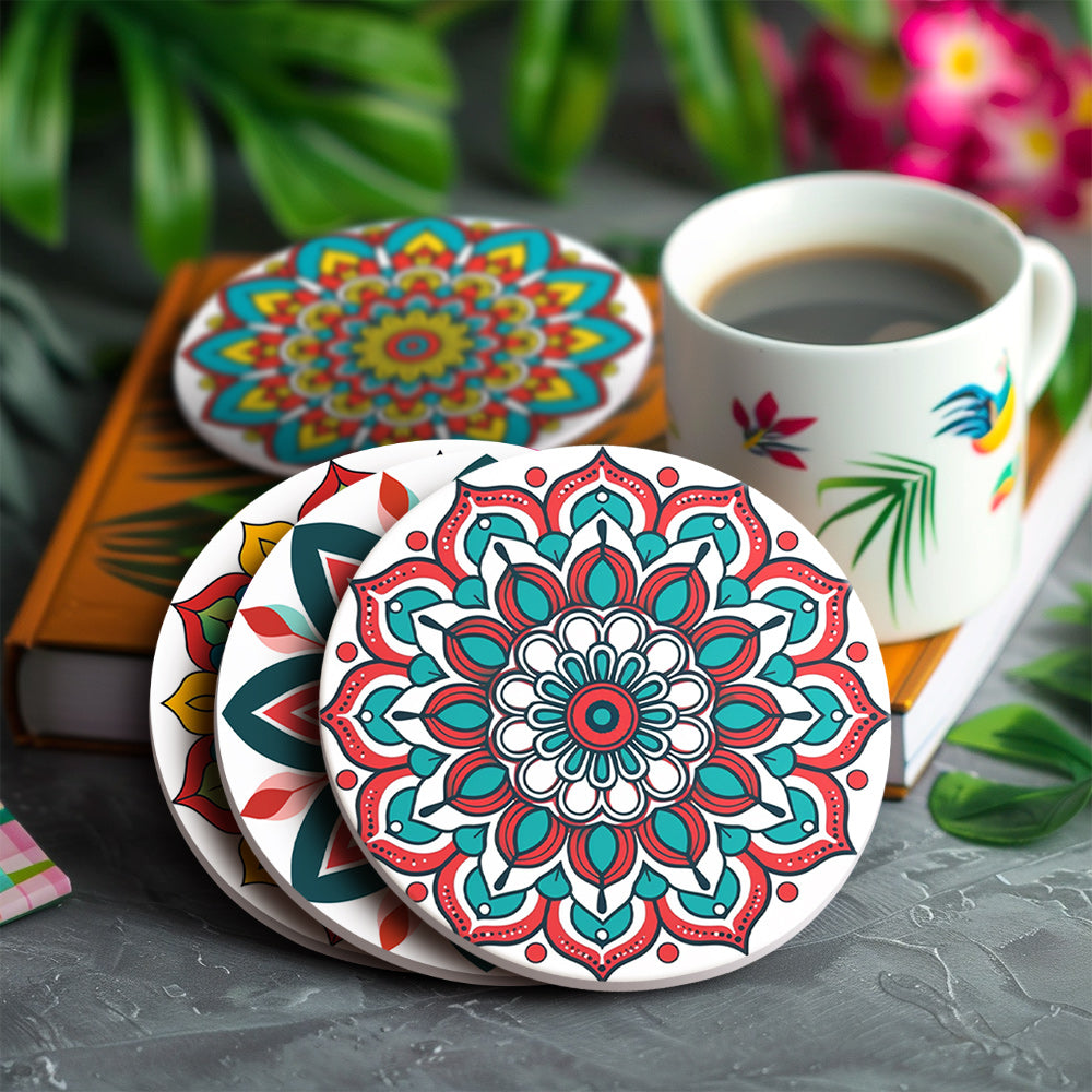 Mandala Print Paint By Numbers Coaster Set (6 Pack)