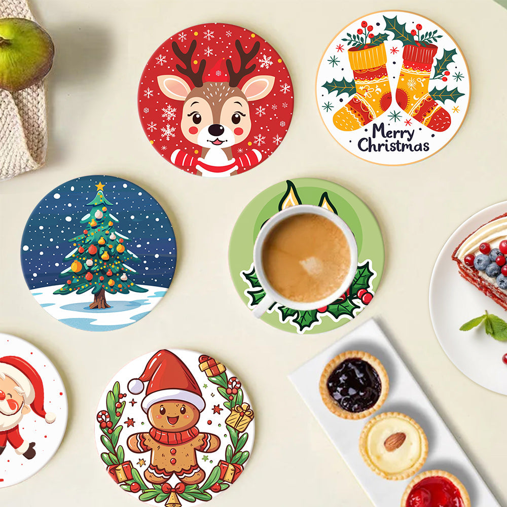 Christmas  Print Paint By Numbers Coaster Set (6 Pack)