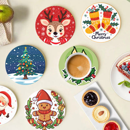 Christmas  Print Paint By Numbers Coaster Set (6 Pack)