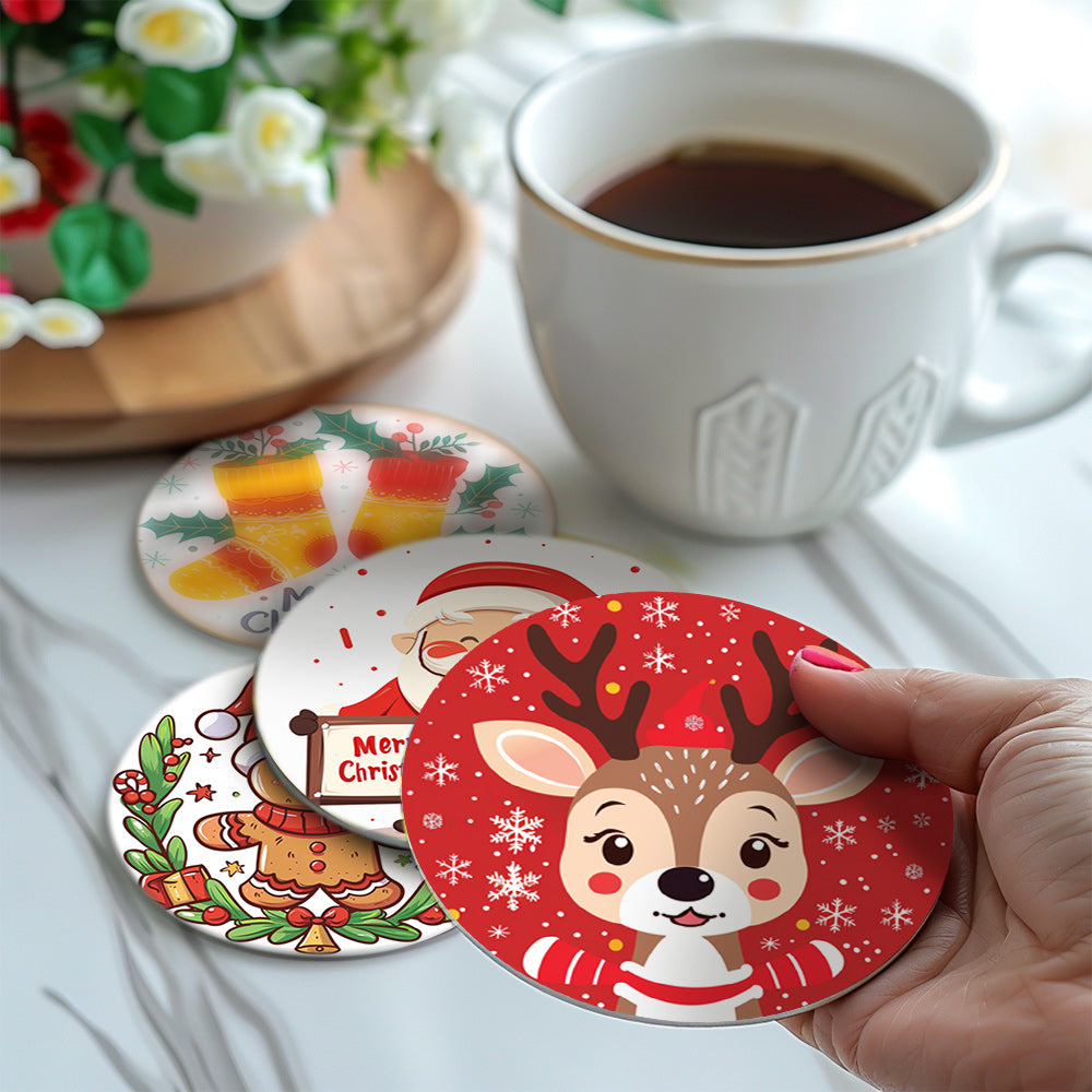 Christmas  Print Paint By Numbers Coaster Set (6 Pack)