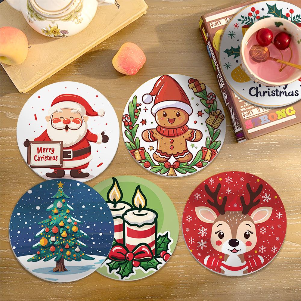 Christmas  Print Paint By Numbers Coaster Set (6 Pack)
