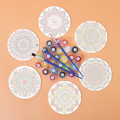 Mandala Print Paint By Numbers Coaster Set (6 Pack)