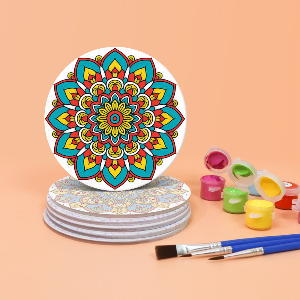 Mandala Print Paint By Numbers Coaster Set (6 Pack)