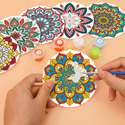 Mandala Print Paint By Numbers Coaster Set (6 Pack)