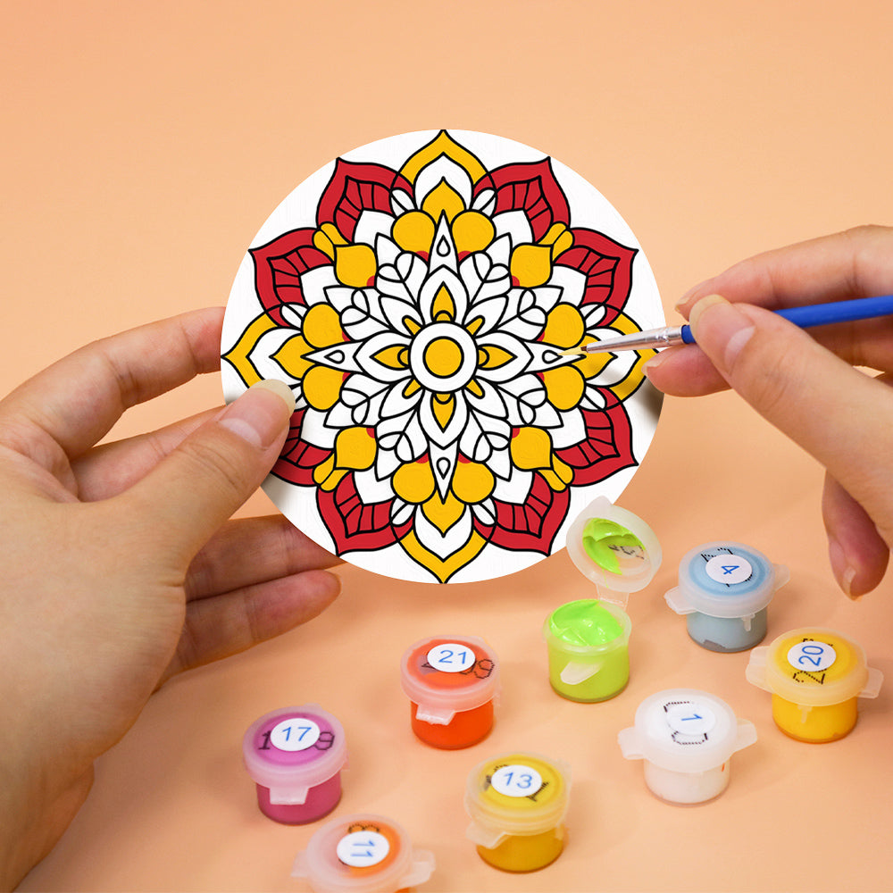Mandala Print Paint By Numbers Coaster Set (6 Pack)