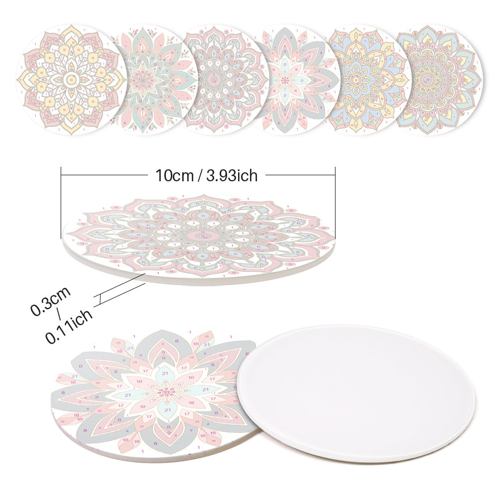 Mandala Print Paint By Numbers Coaster Set (6 Pack)