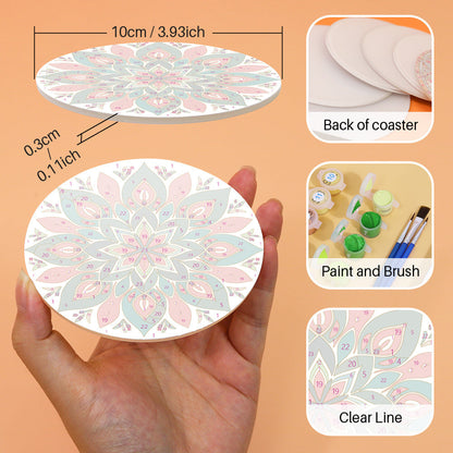 Mandala Print Paint By Numbers Coaster Set (6 Pack)