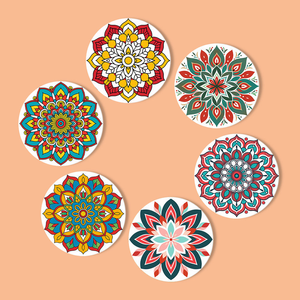 Mandala Print Paint By Numbers Coaster Set (6 Pack)