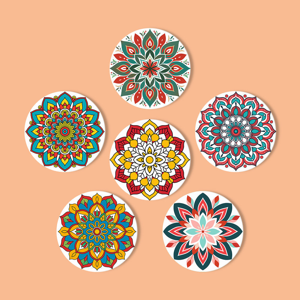 Mandala Print Paint By Numbers Coaster Set (6 Pack)