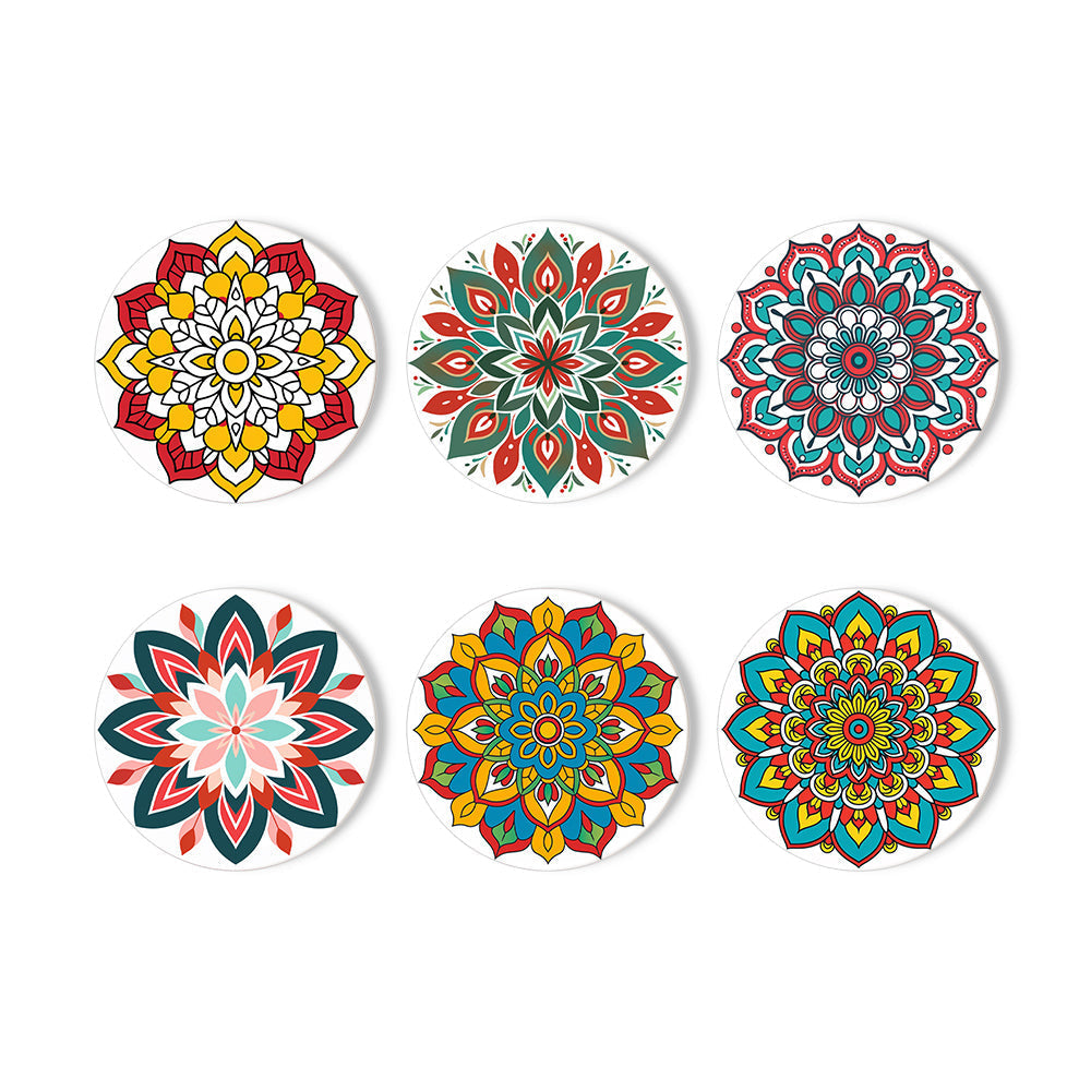Mandala Print Paint By Numbers Coaster Set (6 Pack)