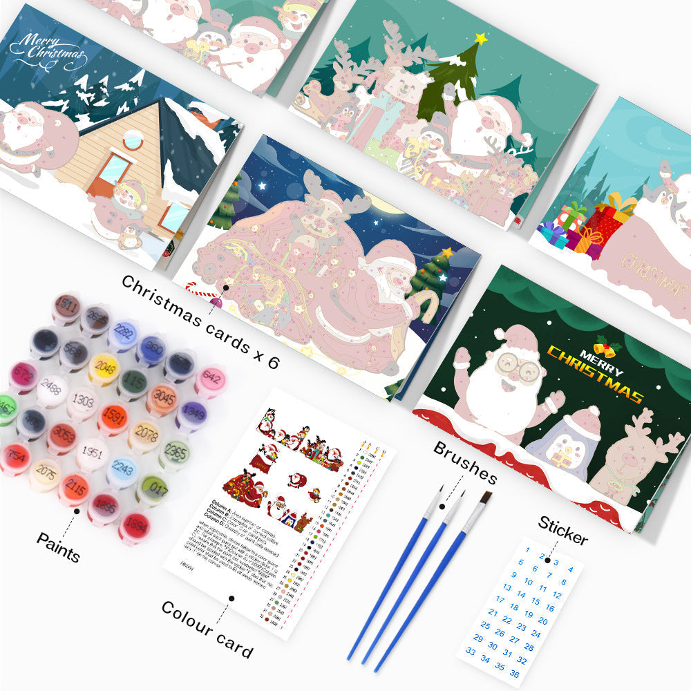 Paint by Numbers Christmas Card - Gifts Collection (Set of 6)