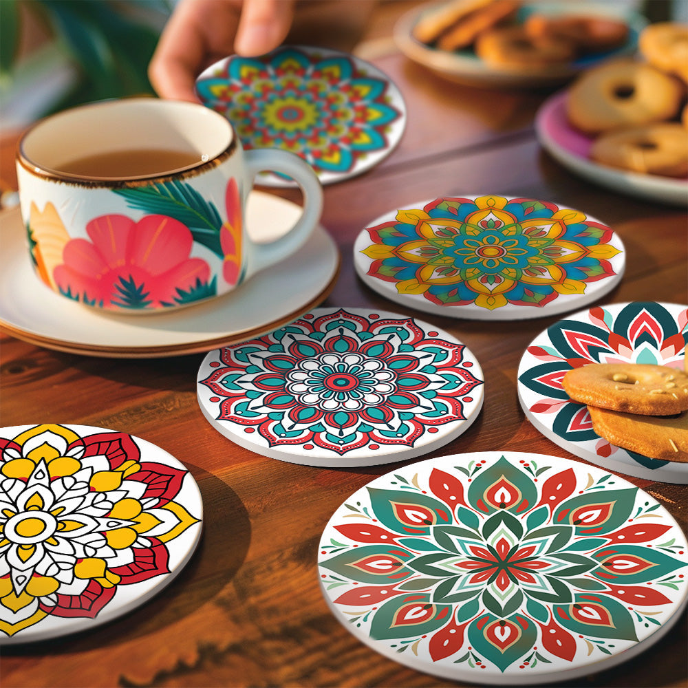 Mandala Print Paint By Numbers Coaster Set (6 Pack)