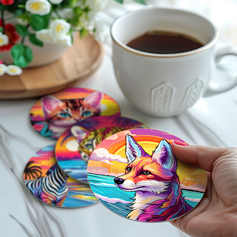 Animal Print Paint By Numbers Coaster Set (6 Pack)