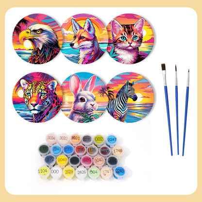 Animal Print Paint By Numbers Coaster Set (6 Pack)
