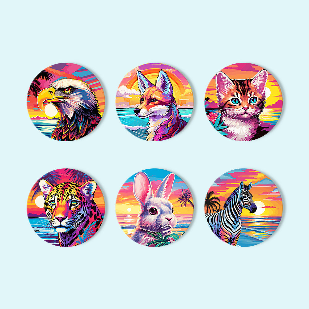 Animal Print Paint By Numbers Coaster Set (6 Pack)