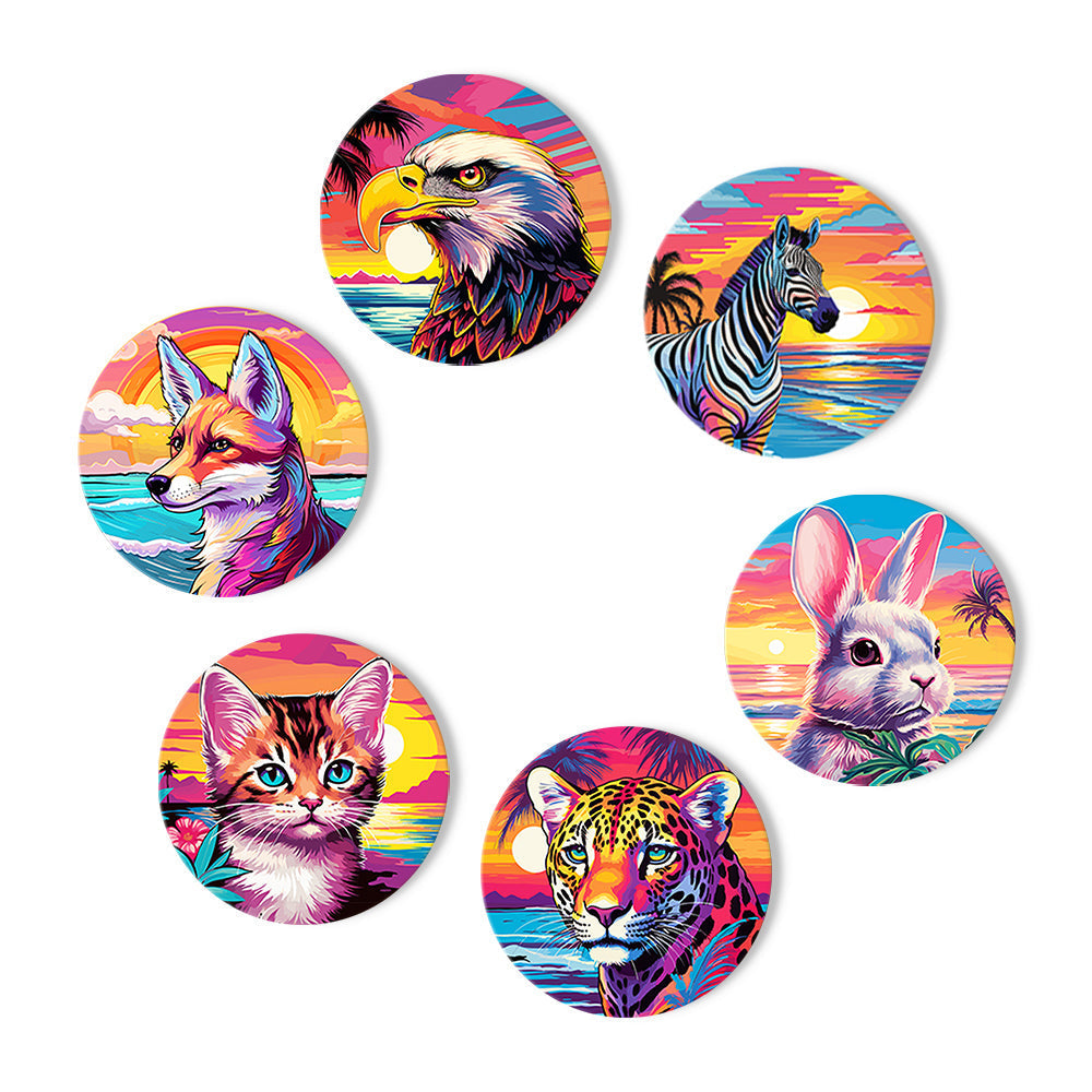 Animal Print Paint By Numbers Coaster Set (6 Pack)