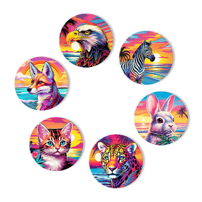 Animal Print Paint By Numbers Coaster Set (6 Pack)