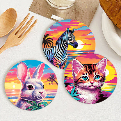 Animal Print Paint By Numbers Coaster Set (6 Pack)