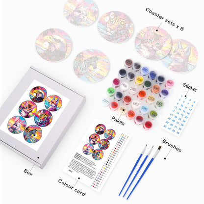 Animal Print Paint By Numbers Coaster Set (6 Pack)