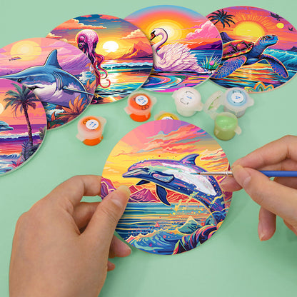 Marine Life Print Paint By Numbers Coaster Set (6 Pack)