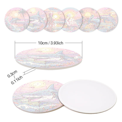 Marine Life Print Paint By Numbers Coaster Set (6 Pack)