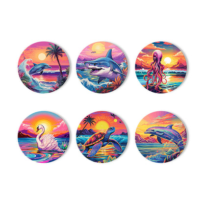 Marine Life Print Paint By Numbers Coaster Set (6 Pack)