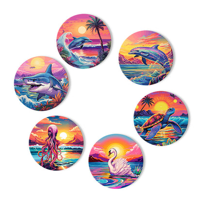 Marine Life Print Paint By Numbers Coaster Set (6 Pack)