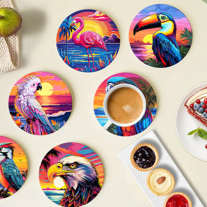 Birds Print Paint By Numbers Coaster Set (6 Pack)