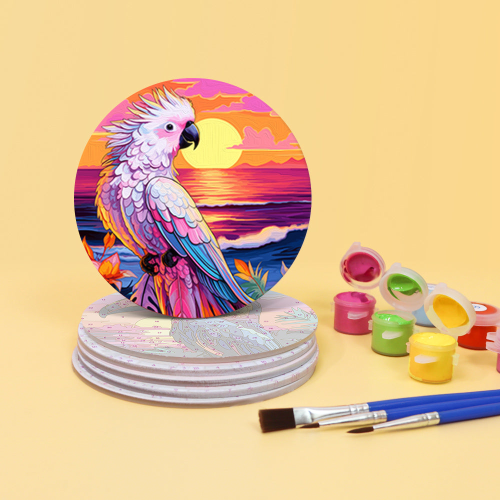 Birds Print Paint By Numbers Coaster Set (6 Pack)