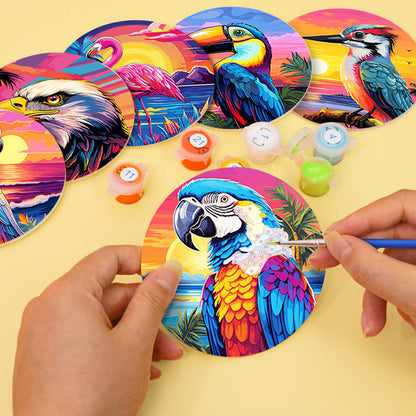 Birds Print Paint By Numbers Coaster Set (6 Pack)
