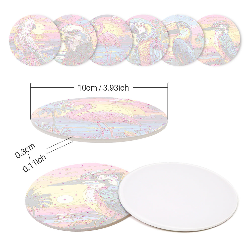 Birds Print Paint By Numbers Coaster Set (6 Pack)