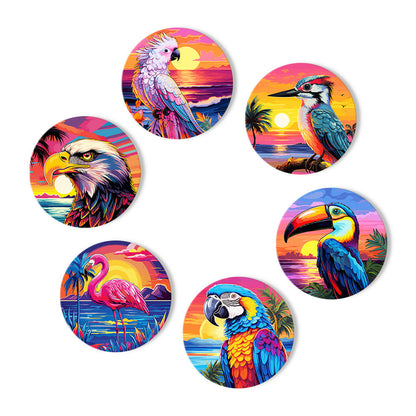 Birds Print Paint By Numbers Coaster Set (6 Pack)