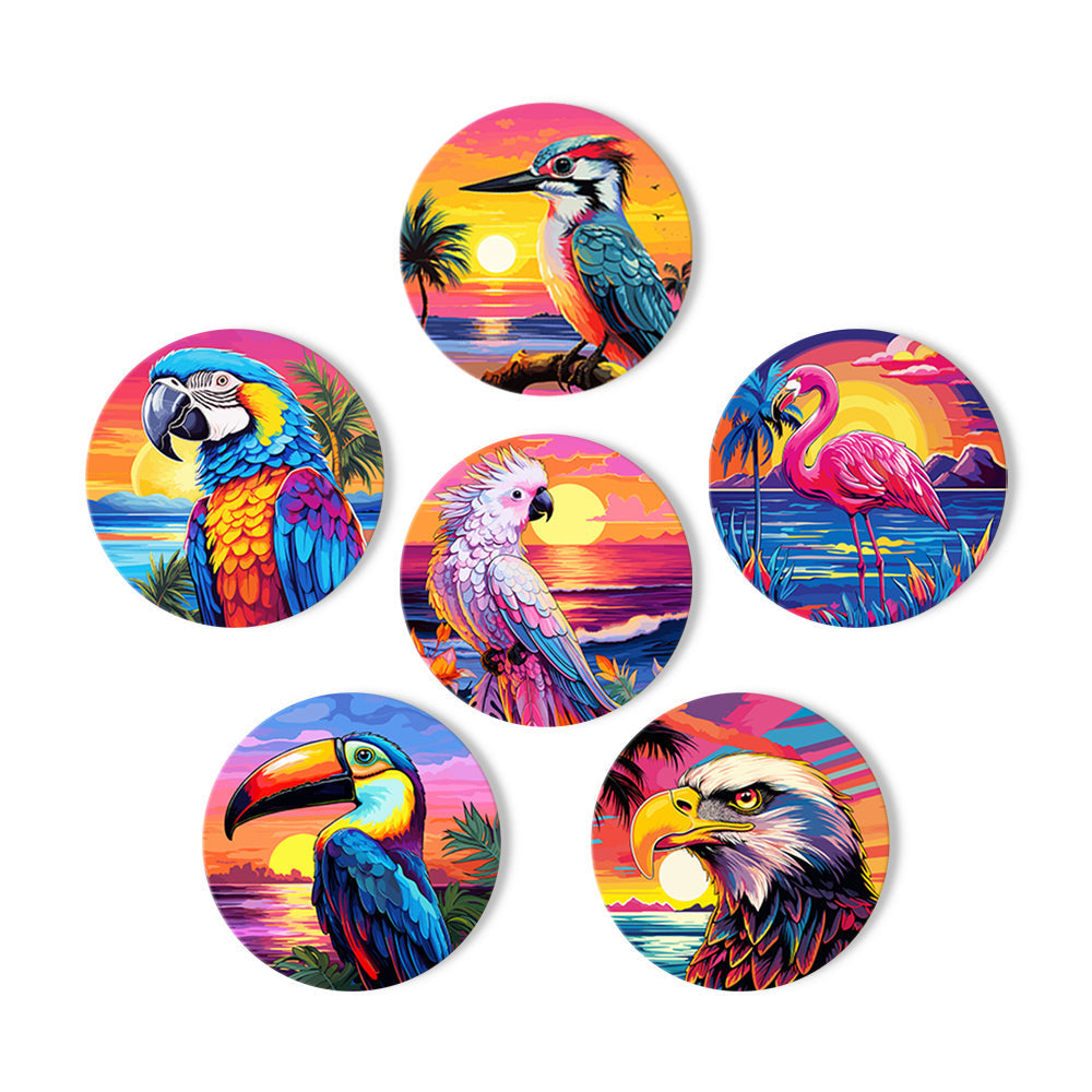 Birds Print Paint By Numbers Coaster Set (6 Pack)
