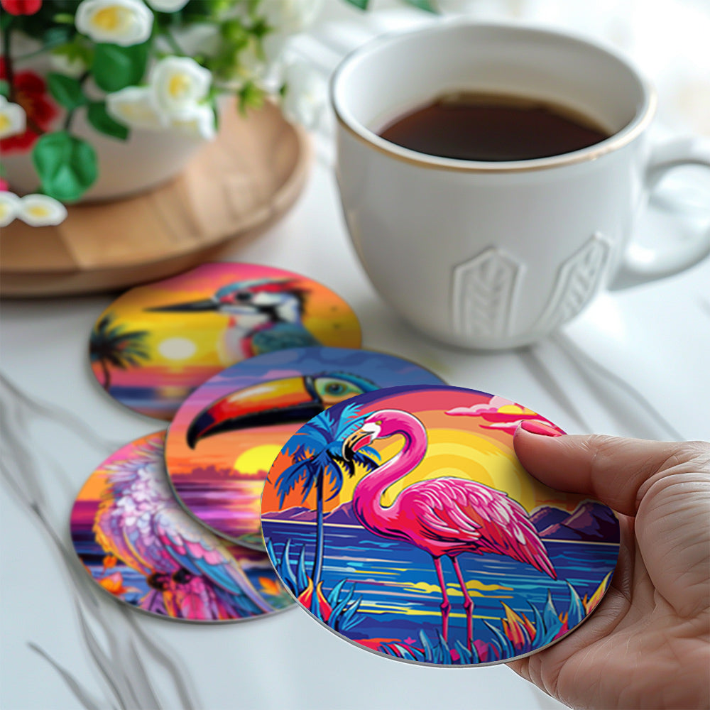 Birds Print Paint By Numbers Coaster Set (6 Pack)