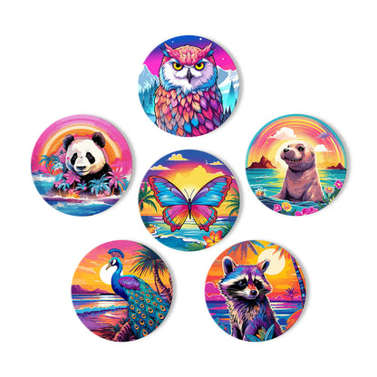 Sunrise with Animals Print Paint By Numbers Coaster Set (6 Pack)