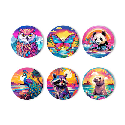 Sunrise with Animals Print Paint By Numbers Coaster Set (6 Pack)