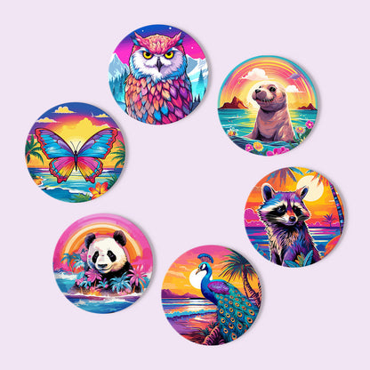 Sunrise with Animals Print Paint By Numbers Coaster Set (6 Pack)