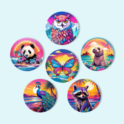 Sunrise with Animals Print Paint By Numbers Coaster Set (6 Pack)