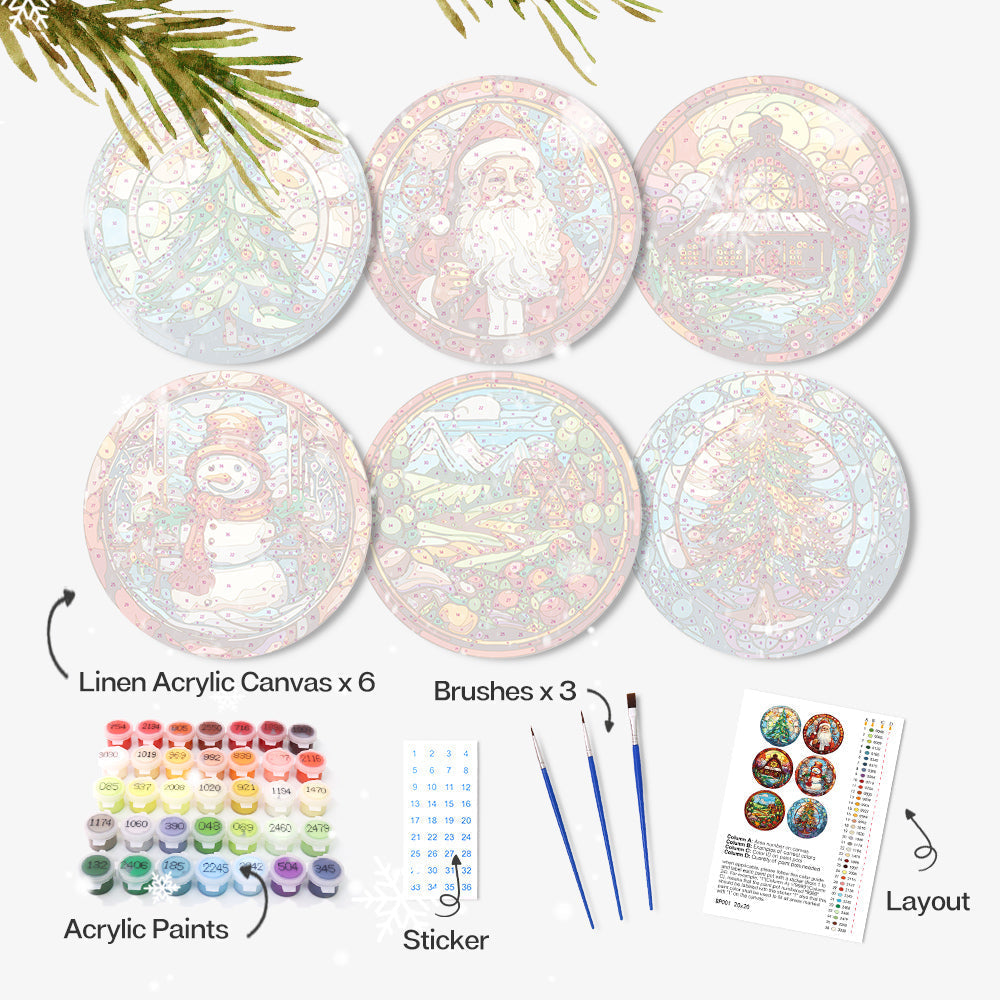 Paint By Numbers Placemats - Christmas Collection 1 (6 Pack, 20 cm Size)