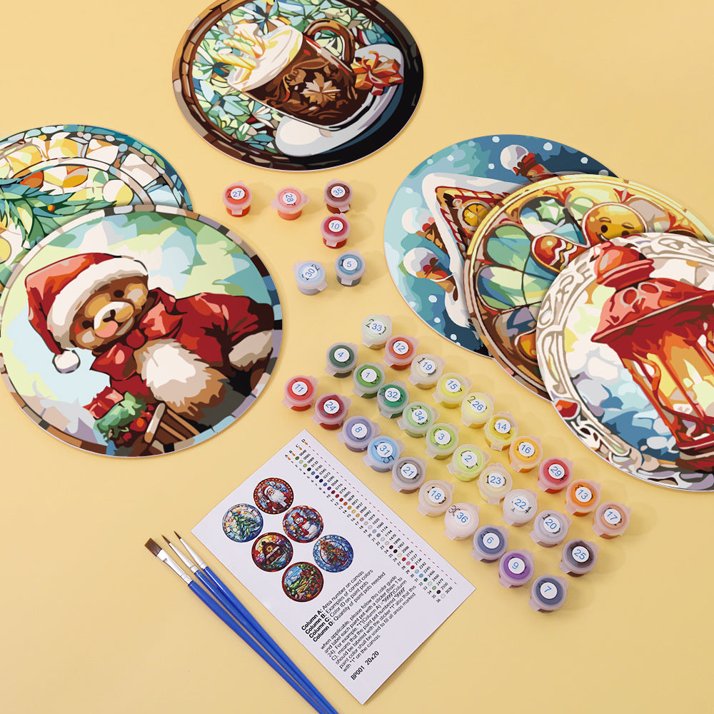 Paint By Numbers Placemats - Christmas Collection 2 (6 Pack, 20 cm Size)