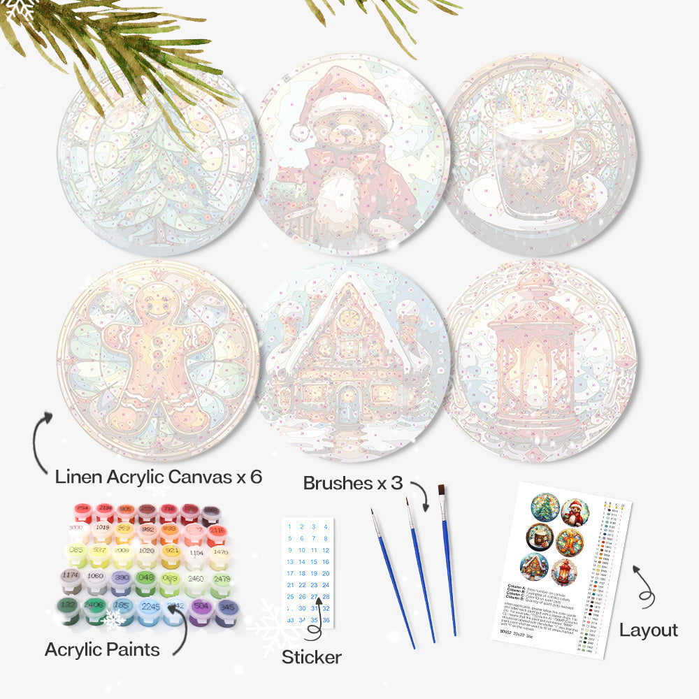Paint By Numbers Placemats - Christmas Collection 2 (6 Pack, 20 cm Size)