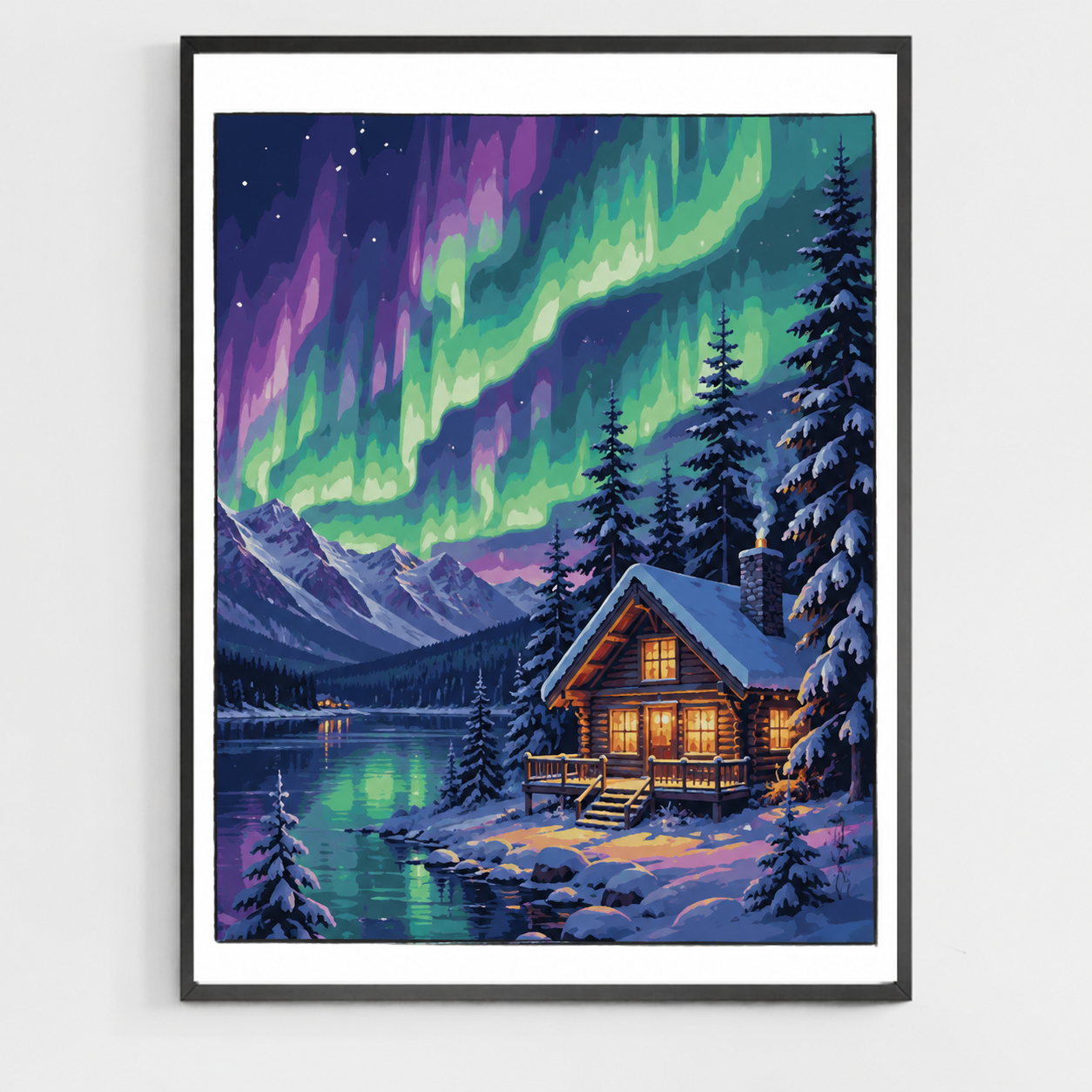 Northern Lights Cabin Escape - DIY Paint by Numbers